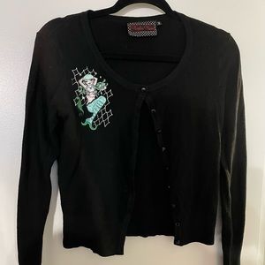 Voodoo Vixen black with mermaid embroidery cardigan